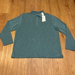 Tommy Bahama Men's Golden Sands Long-Sleeve Polo Shirt Deep Sea Teal Size XL
